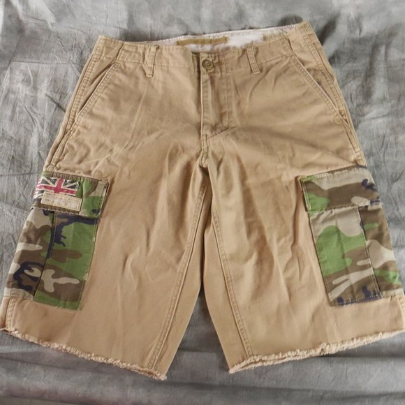 NWOT Denim & Supply Ralph Lauren Khaki W/Camo CARGO SHORTS  Men's Size 29 ANB - Picture 1 of 4